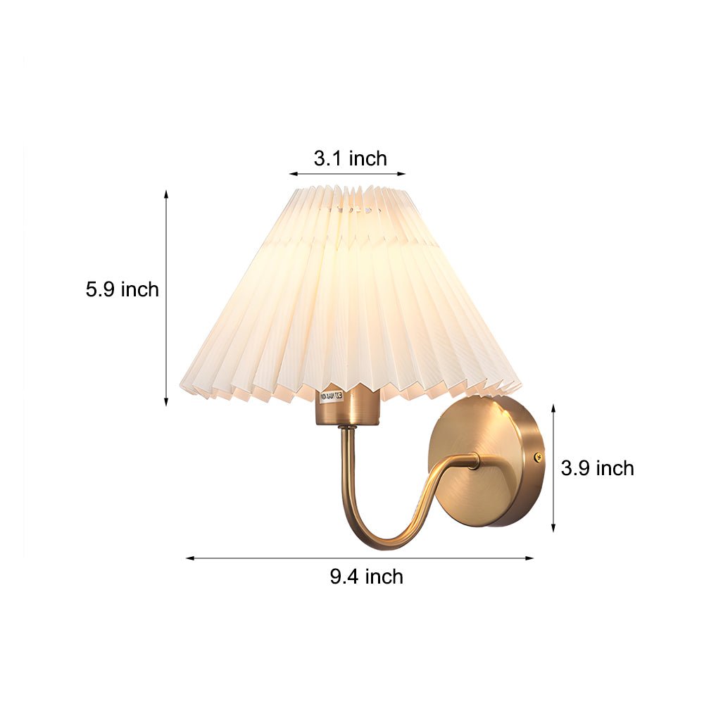 FENWICK LUSTROUS METAL WALL LAMP WITH RUFFLED TEXTILE SHADE
