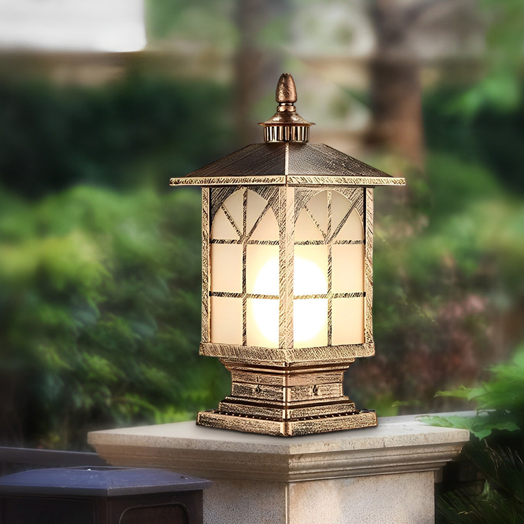 WINCHESTER VINTAGE IRON POST LANTERN - WATER-RESISTANT OUTDOOR ILLUMINATION