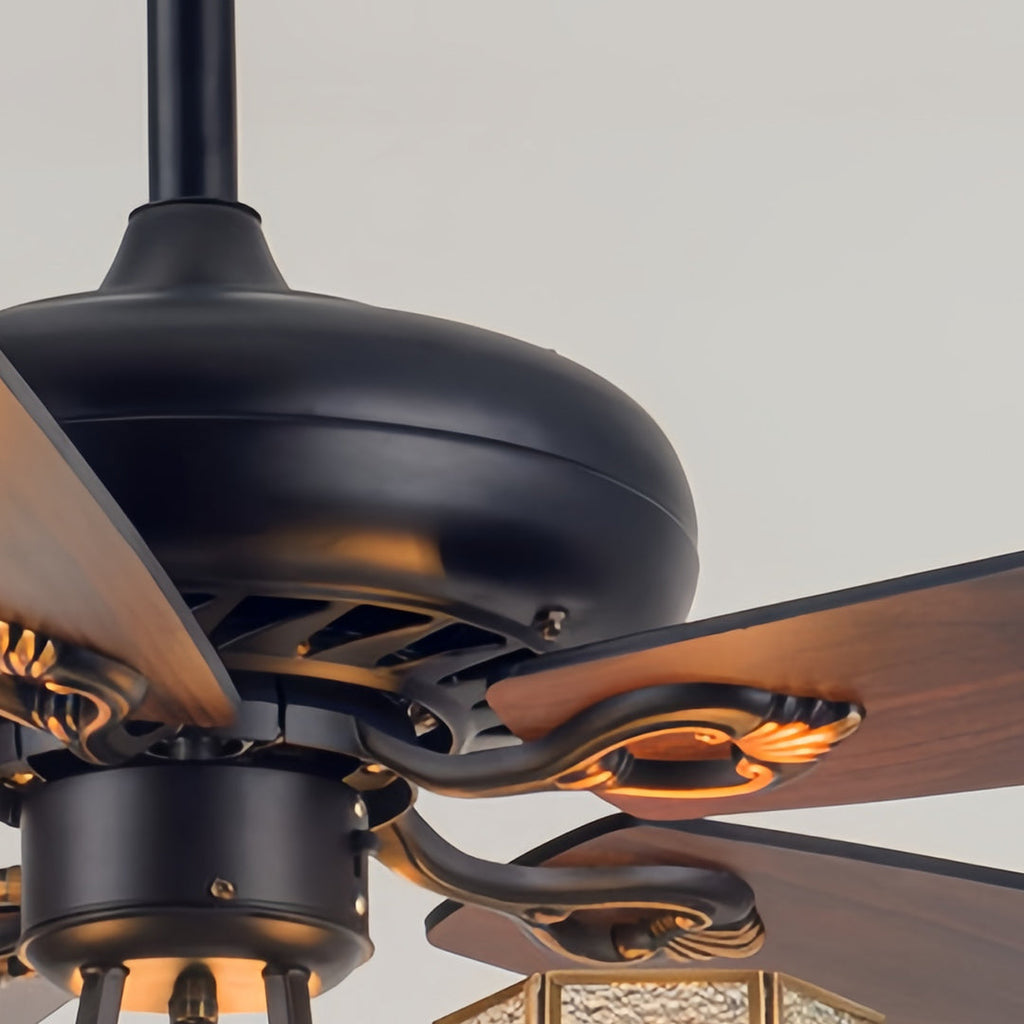 1. **WILLOUGHBY WOODEN BLADES CEILING LIGHTING FAN**  
   A charming ceiling fan featuring a rich wood grain finish and integrated lighting for a warm ambiance.

2. **FARNHAM RUSTIC AIRFLOW LAMP FAN**  
   A vintage-inspired fan with a dark wood aesthetic