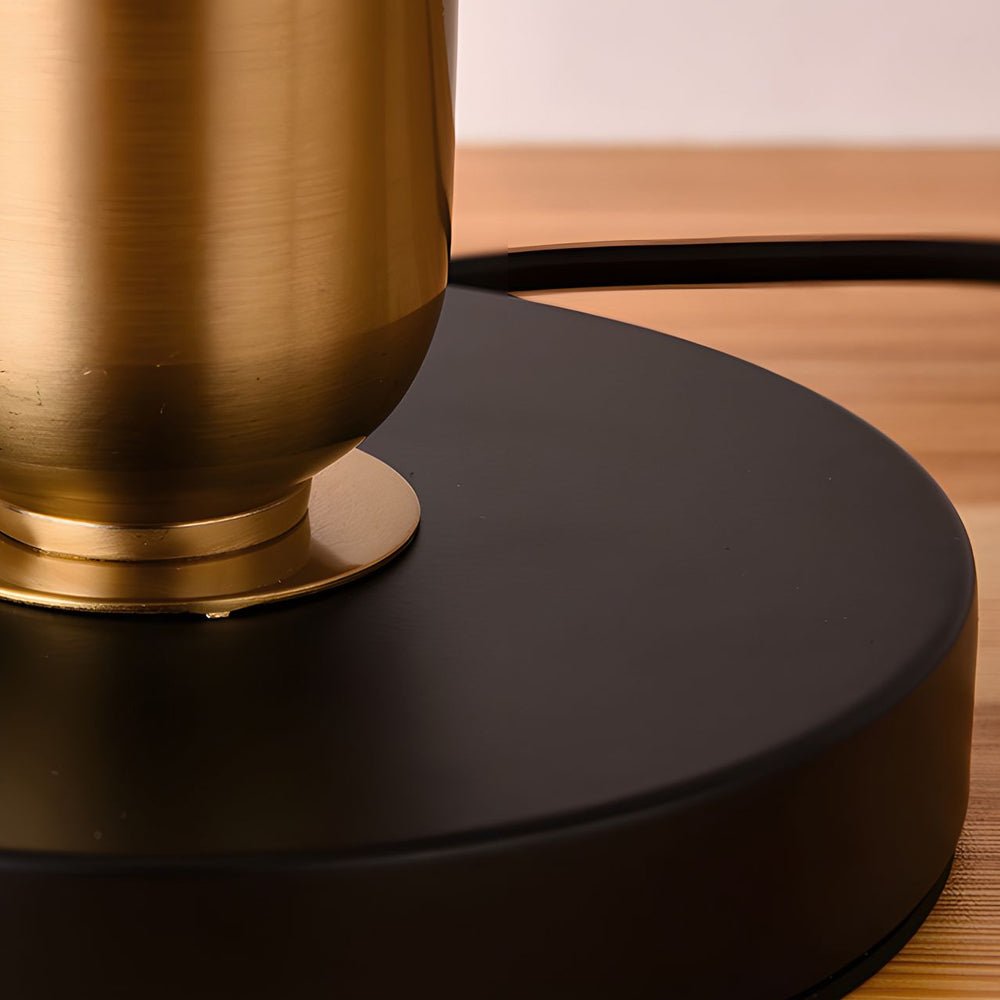 WINTERBOURNE MID-CENTURY BRASS AND MONOCHROME TABLE LAMP