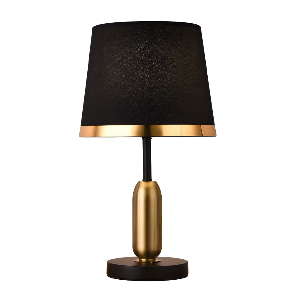 WINTERBOURNE MID-CENTURY BRASS AND MONOCHROME TABLE LAMP