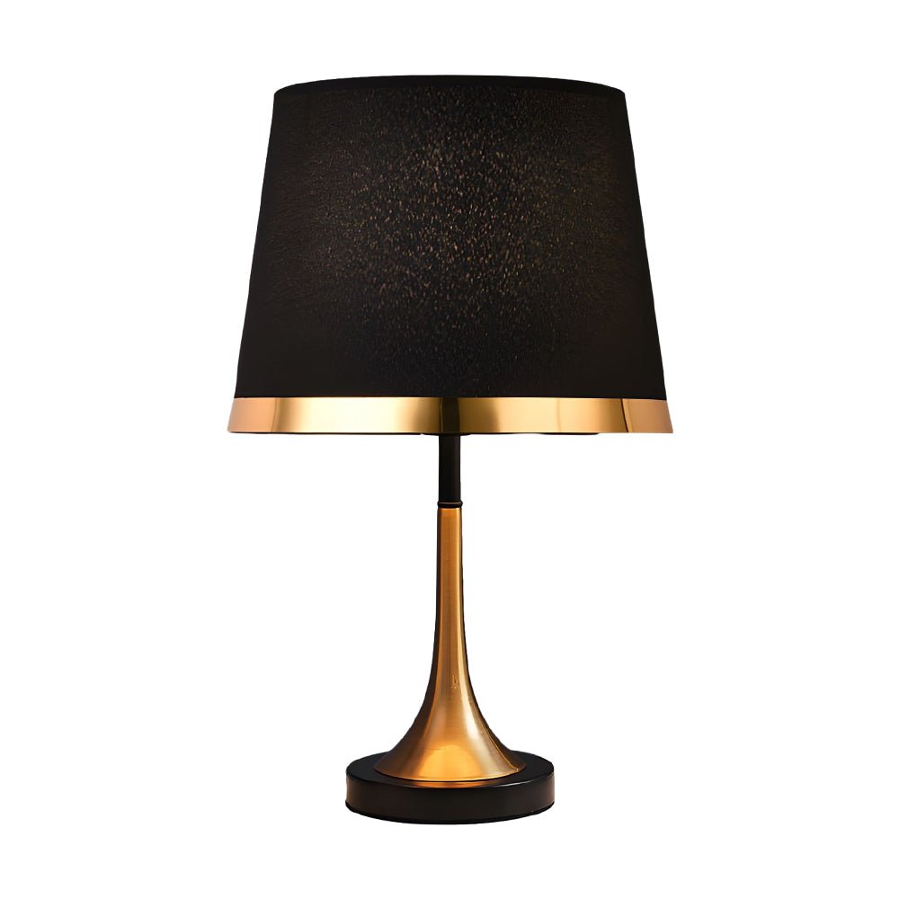 WINTERBOURNE MID-CENTURY BRASS AND MONOCHROME TABLE LAMP