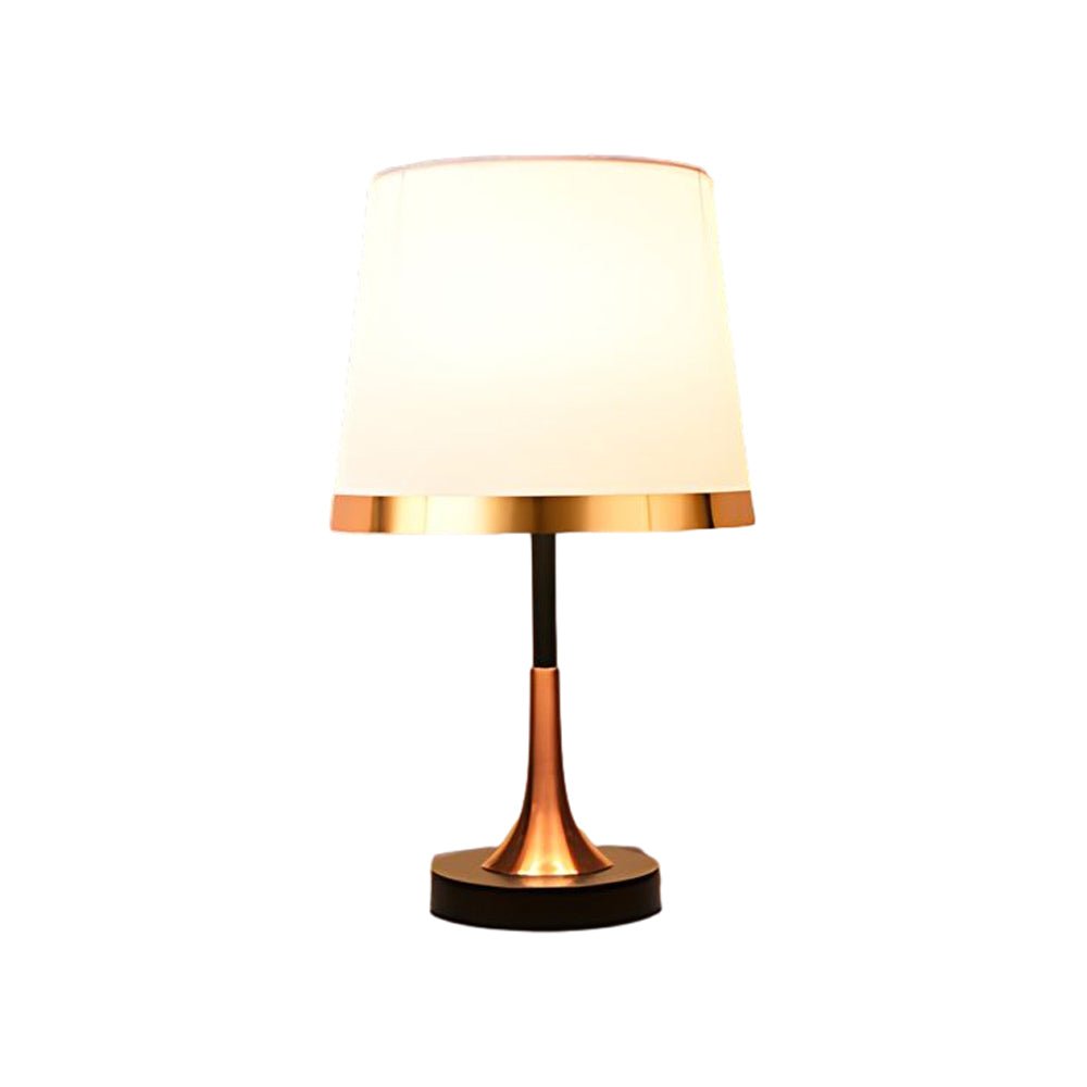 WINTERBOURNE MID-CENTURY BRASS AND MONOCHROME TABLE LAMP