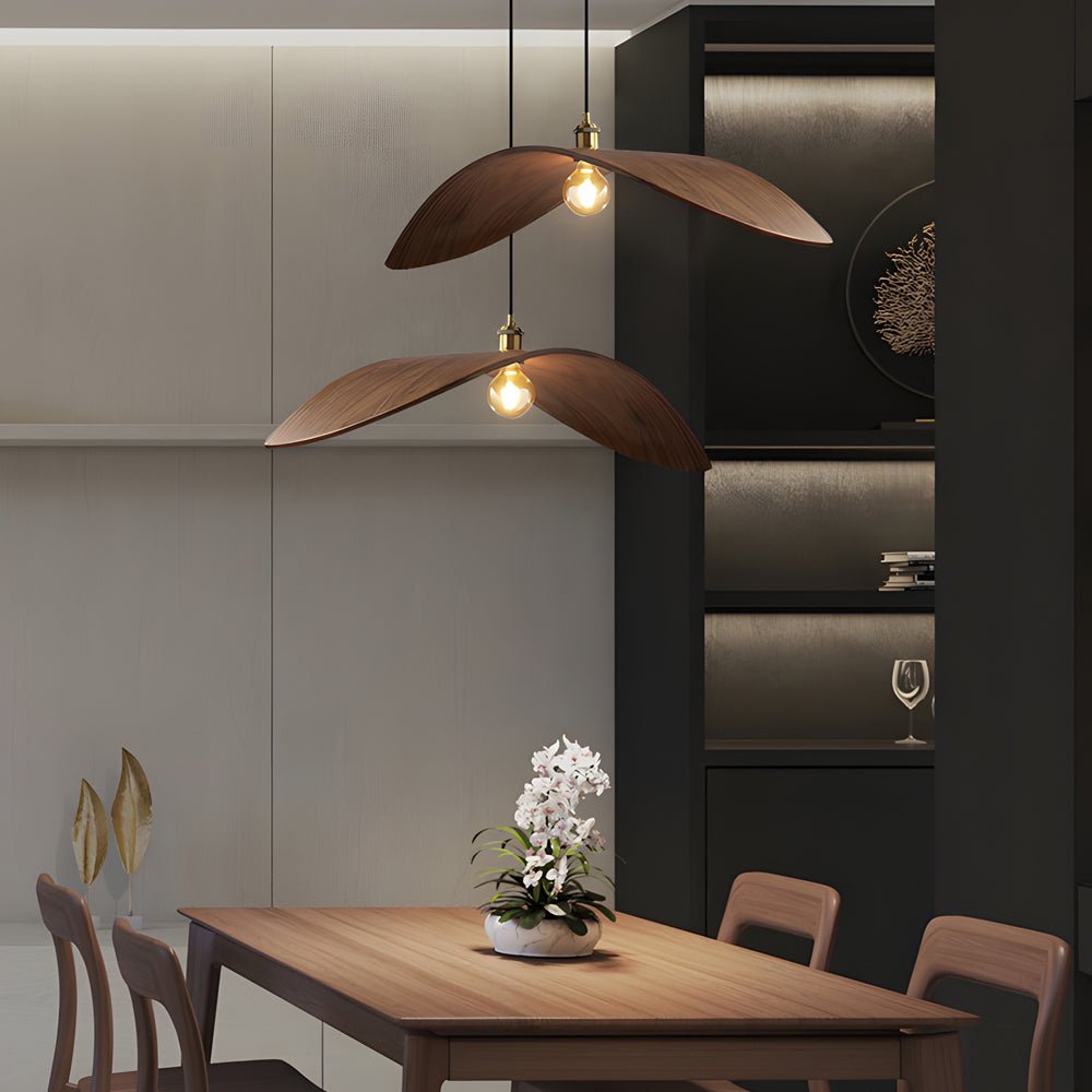 ELMSWORTH WALNUT LEAF CURVATURE PENDANT LIGHT