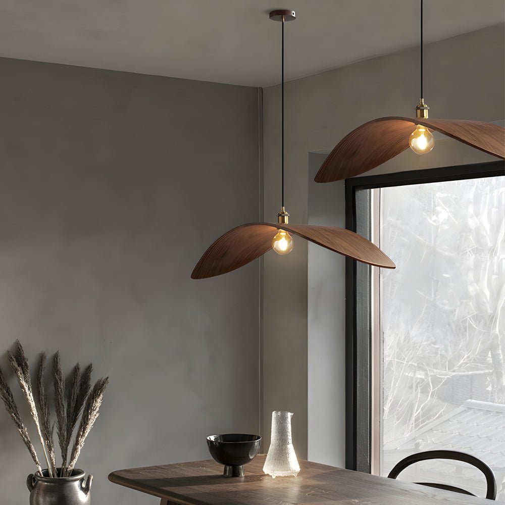 ELMSWORTH WALNUT LEAF CURVATURE PENDANT LIGHT