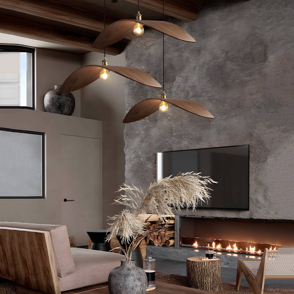 ELMSWORTH WALNUT LEAF CURVATURE PENDANT LIGHT