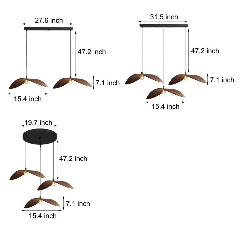 ELMSWORTH WALNUT LEAF CURVATURE PENDANT LIGHT