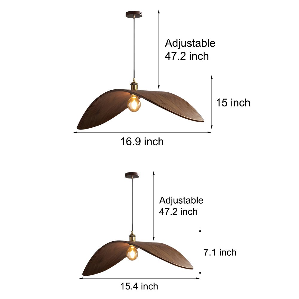 ELMSWORTH WALNUT LEAF CURVATURE PENDANT LIGHT