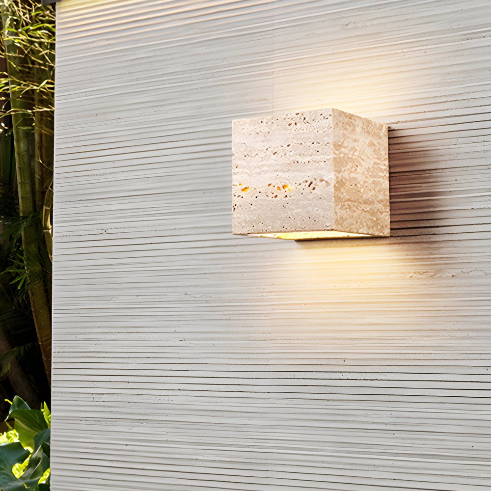CHARLETON SUNSET TRAVERTINE LED WALL LIGHT - GEOMETRIC FORM