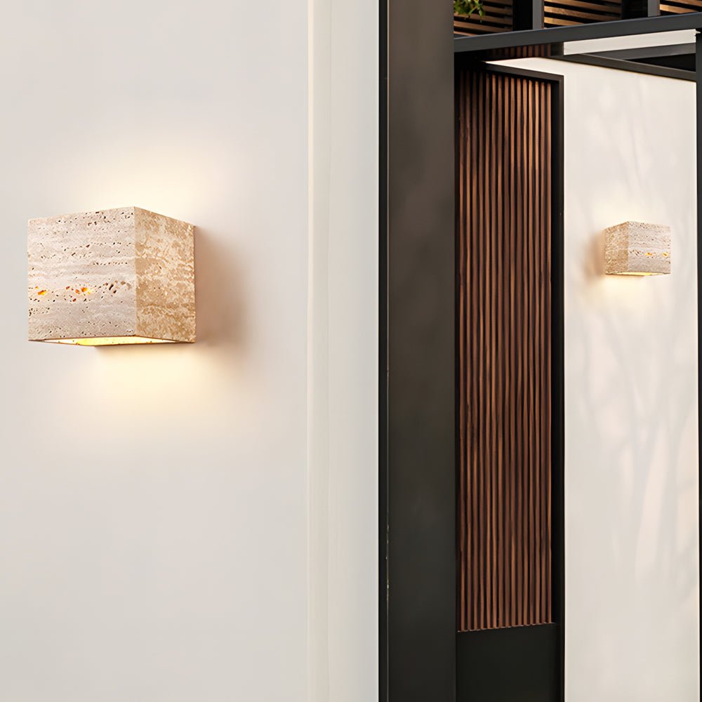 CHARLETON SUNSET TRAVERTINE LED WALL LIGHT - GEOMETRIC FORM