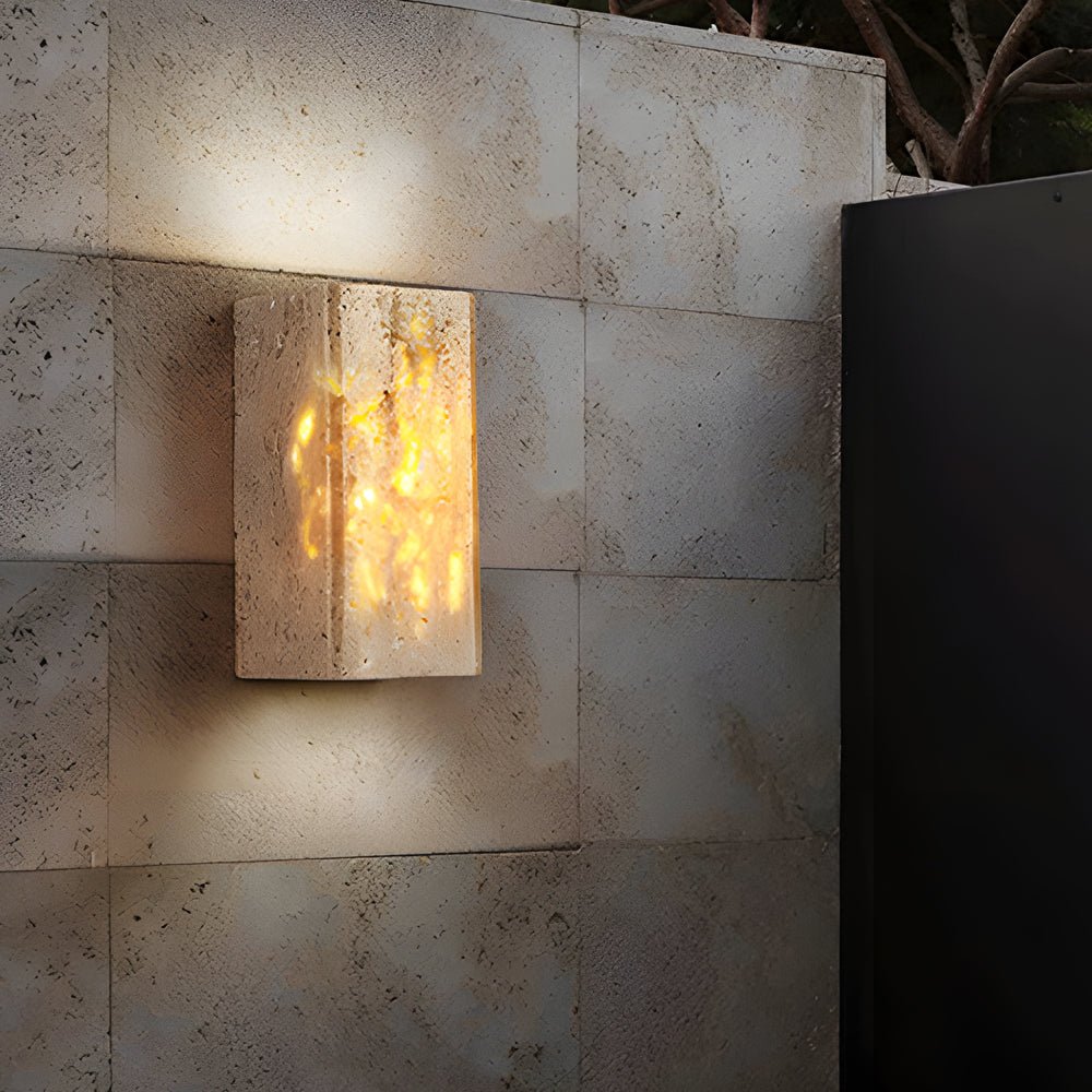 CHARLETON SUNSET TRAVERTINE LED WALL LIGHT - GEOMETRIC FORM