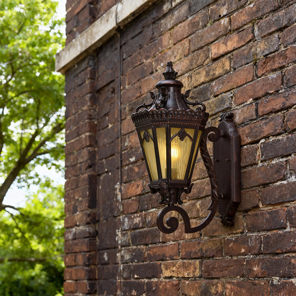 WINDSOR BLACK ALUMINUM OUTDOOR WALL LANTERN - WEATHERPROOF DESIGN
