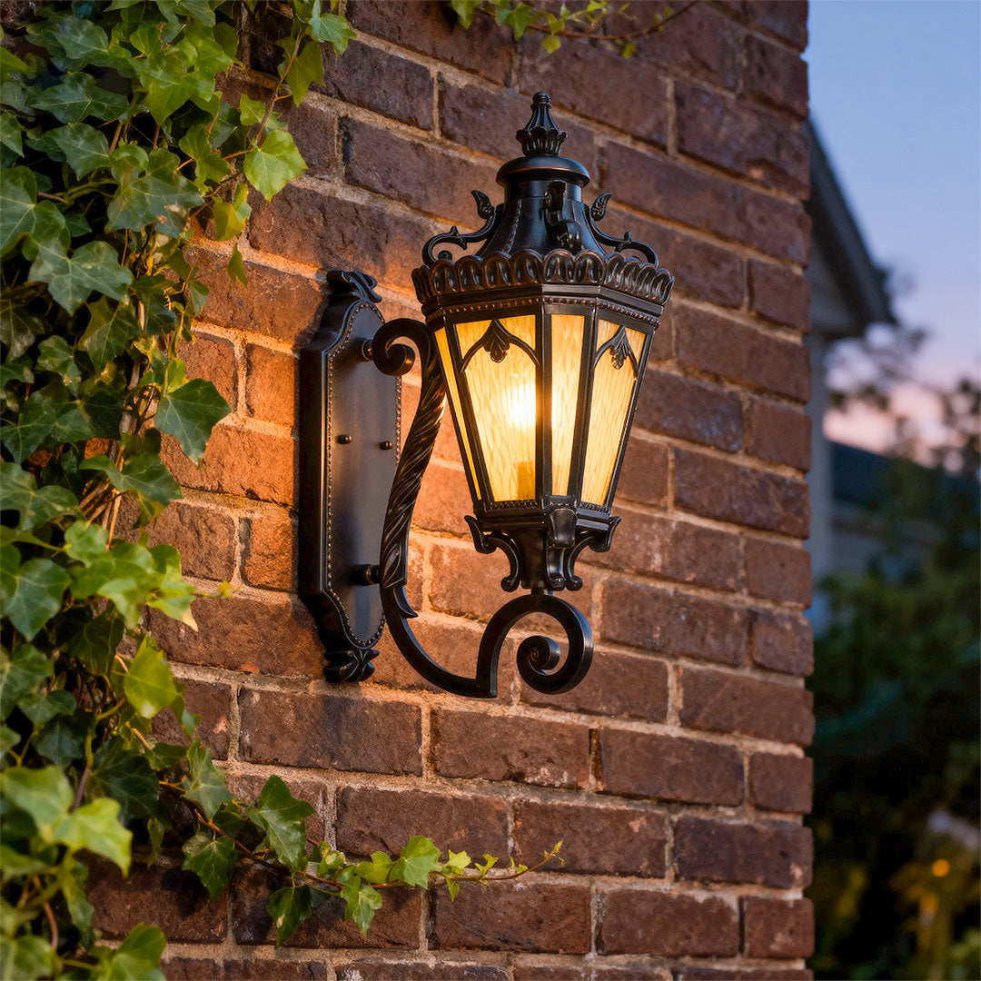 WINDSOR BLACK ALUMINUM OUTDOOR WALL LANTERN - WEATHERPROOF DESIGN