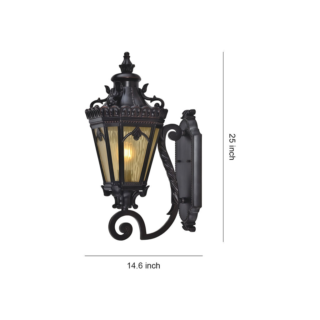 WINDSOR BLACK ALUMINUM OUTDOOR WALL LANTERN - WEATHERPROOF DESIGN