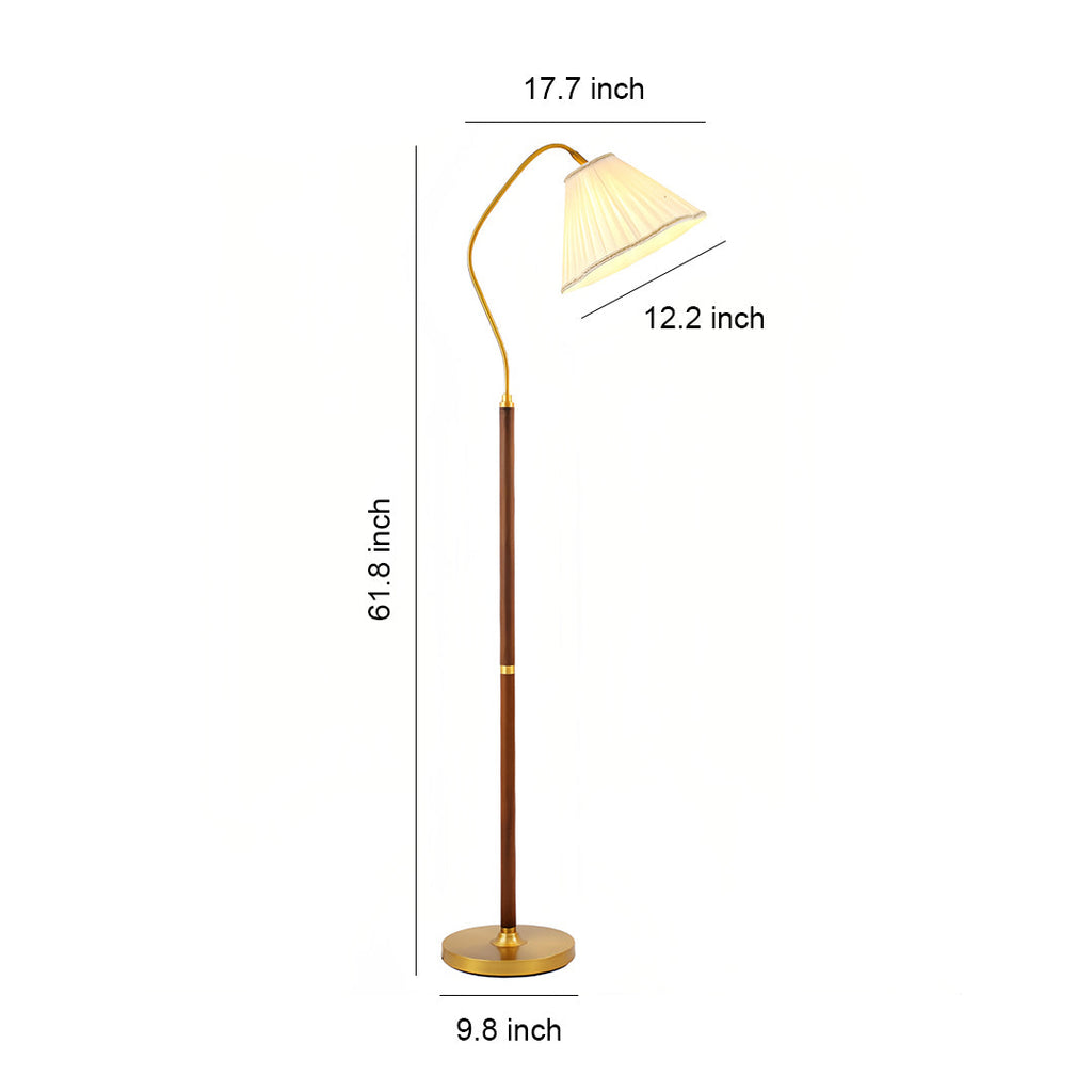 WHITBY WALNUT STANDING LAMP WITH VINTAGE FABRIC SHADE