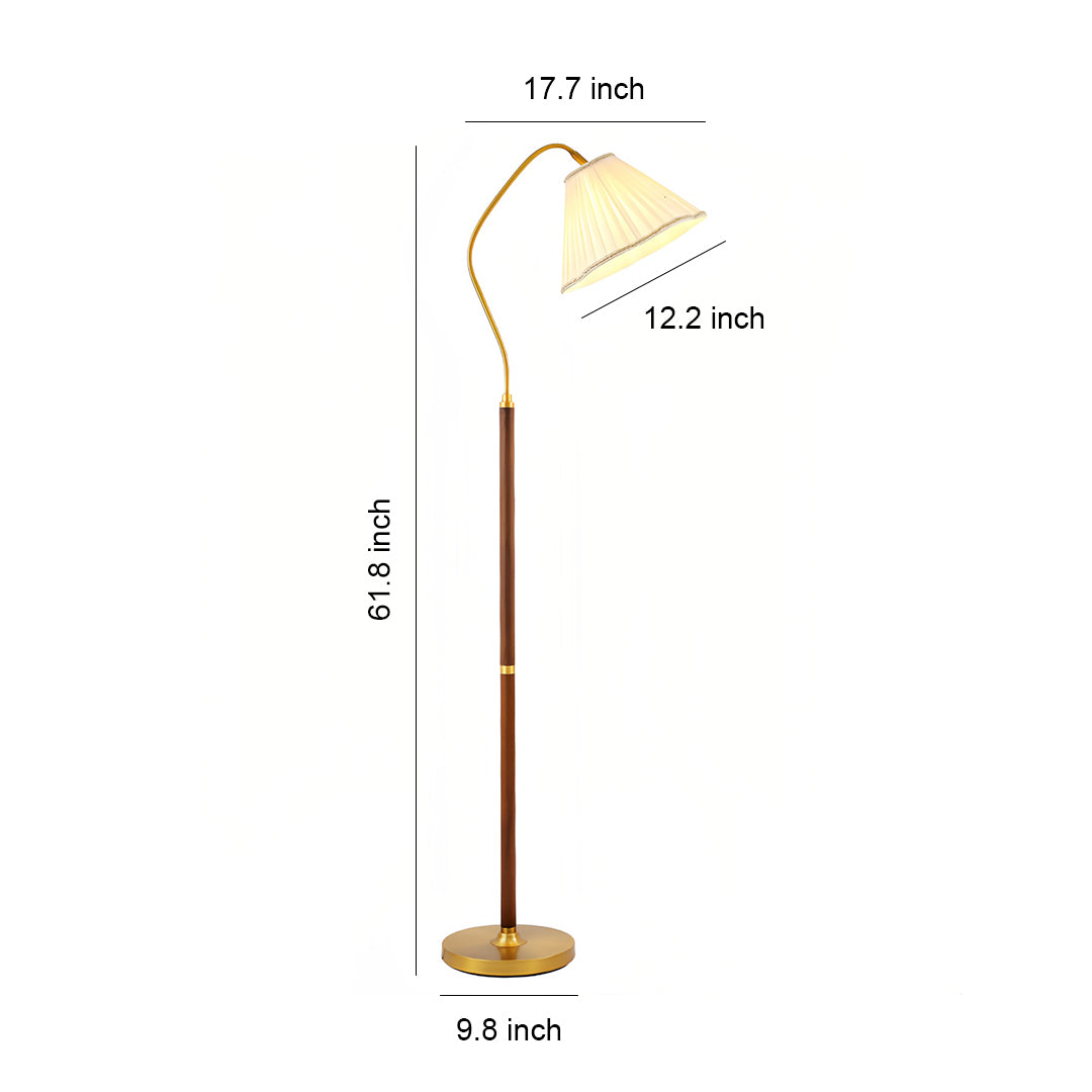 WHITBY WALNUT STANDING LAMP WITH VINTAGE FABRIC SHADE