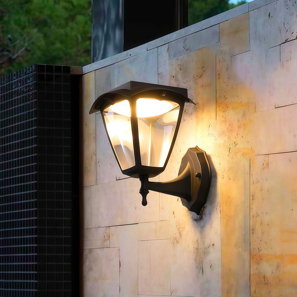RAVENHURST BLACK SOLAR WALL LANTERN
