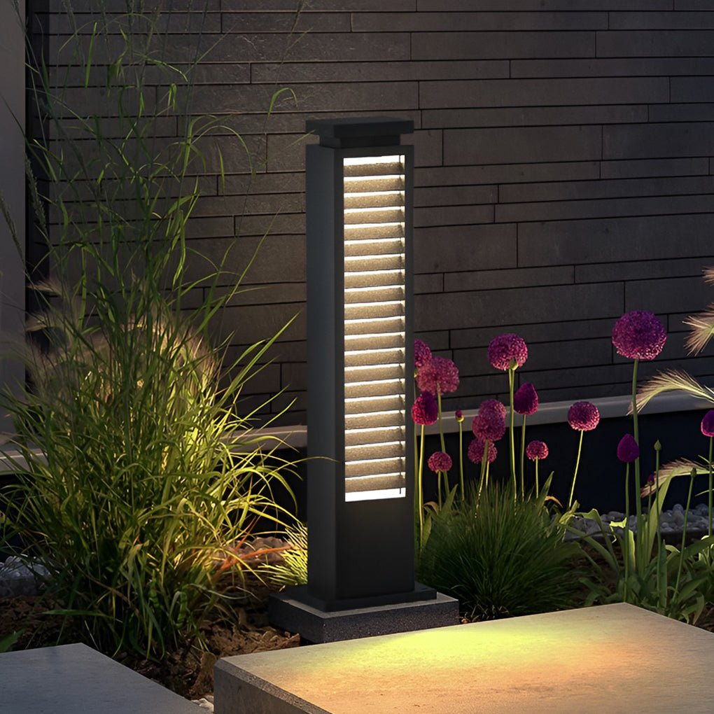 CHARLESTON STAINLESS STEEL LED PATHWAY ILLUMINATOR WITH LOUVERED DESIGN AND WATERPROOF FEATURES