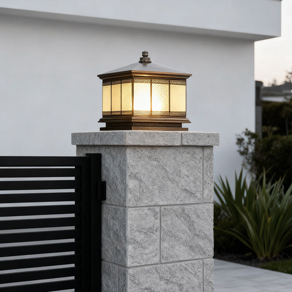 WINTERBOURNE SOLAR-POWERED COPPER GATE LANTERN