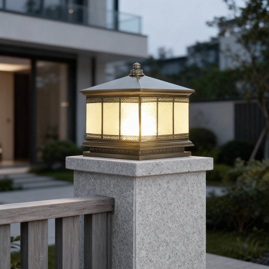 WINTERBOURNE SOLAR-POWERED COPPER GATE LANTERN