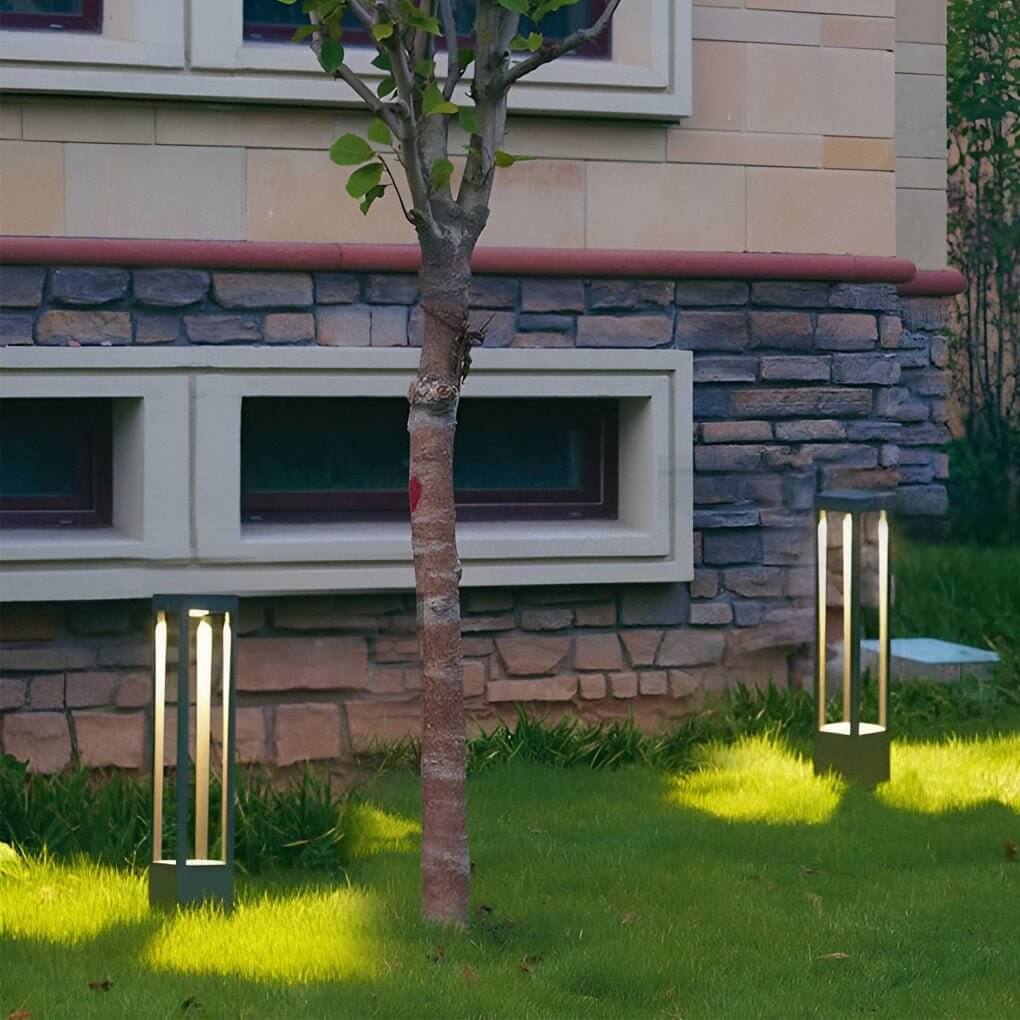 WINDSOR BLACK ALUMINUM 7W LANDSCAPE BOLLARD LIGHTS WITH FOUR-BEAM ILLUMINATION
