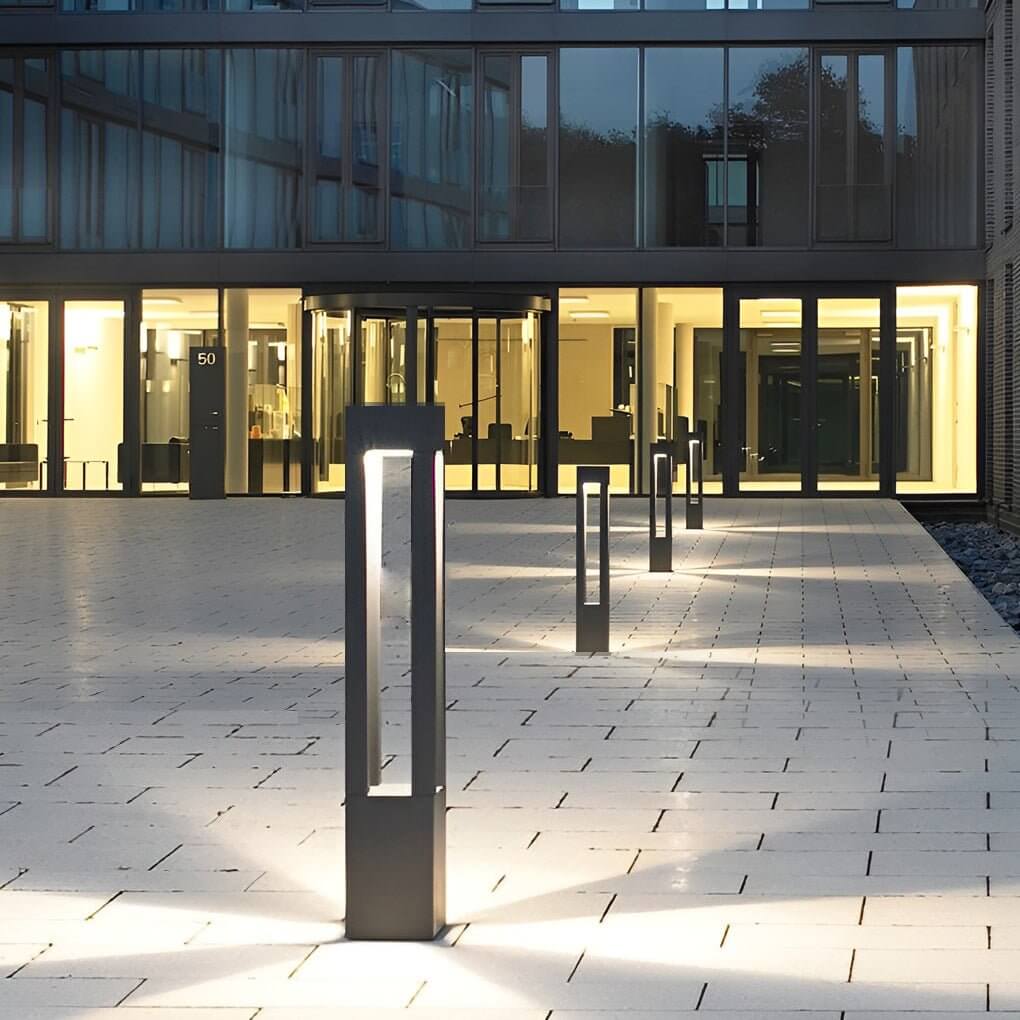 WINDSOR BLACK ALUMINUM 7W LANDSCAPE BOLLARD LIGHTS WITH FOUR-BEAM ILLUMINATION