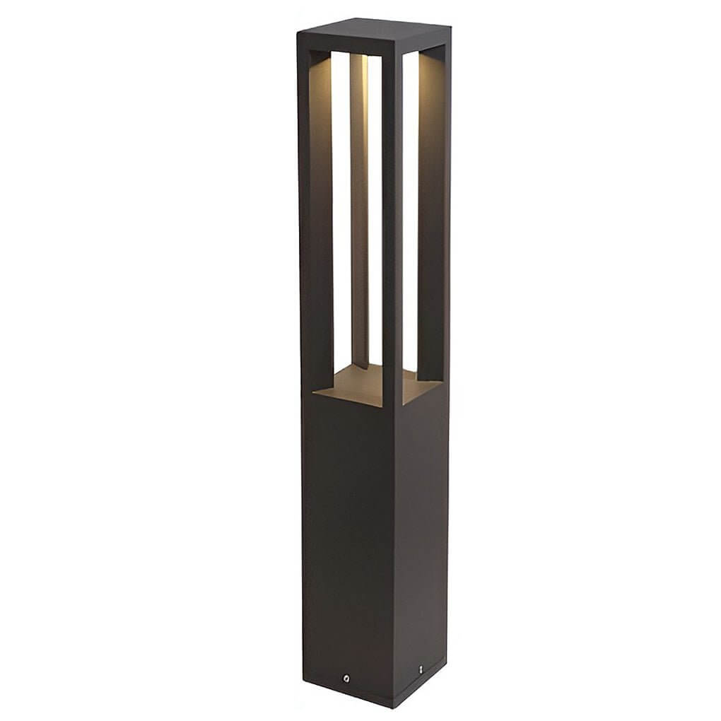 WINDSOR BLACK ALUMINUM 7W LANDSCAPE BOLLARD LIGHTS WITH FOUR-BEAM ILLUMINATION