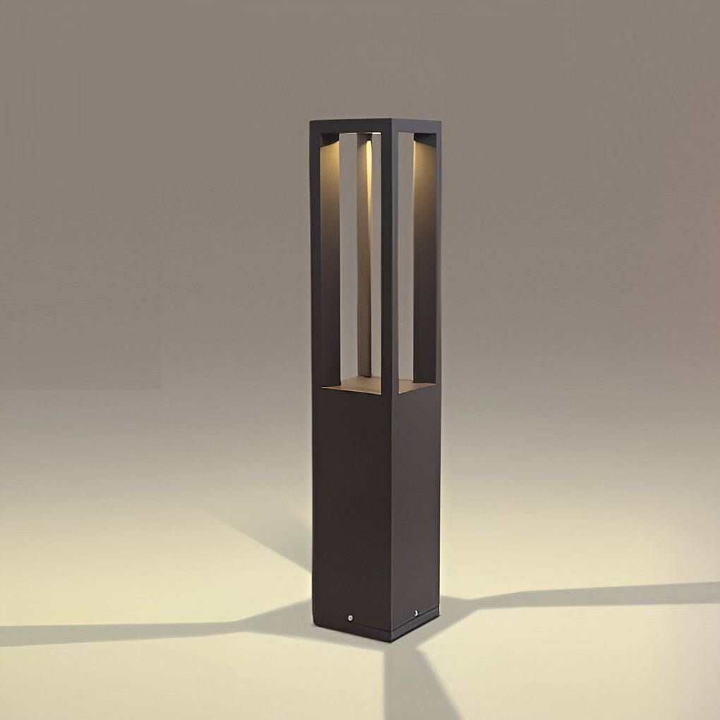 WINDSOR BLACK ALUMINUM 7W LANDSCAPE BOLLARD LIGHTS WITH FOUR-BEAM ILLUMINATION