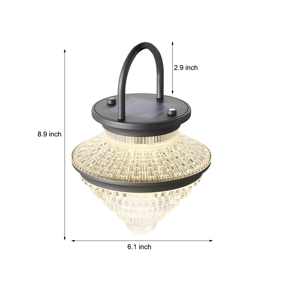 1. "HENLEY SOLAR GLOW TRIO LANTERN SET"  
   - Features three adjustable brightness settings, USB charging capability, and a waterproof design for outdoor use.

2. "WINDERMERE RADIANCE SOLAR LANTERN"  
   - A portable lantern with three-step dimming, desi