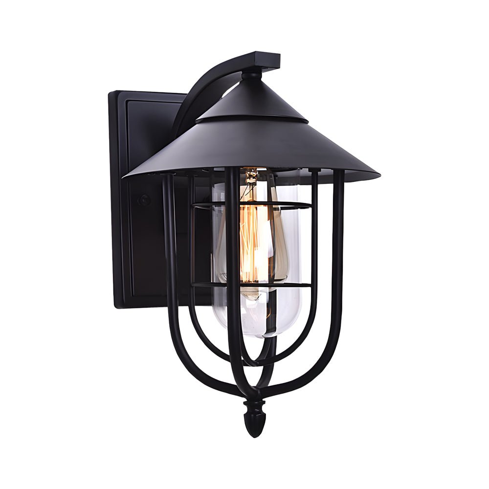 WINTERBOURNE RUSTIC IRON AND GLASS MOTION-ACTIVATED OUTDOOR WALL LANTERN
