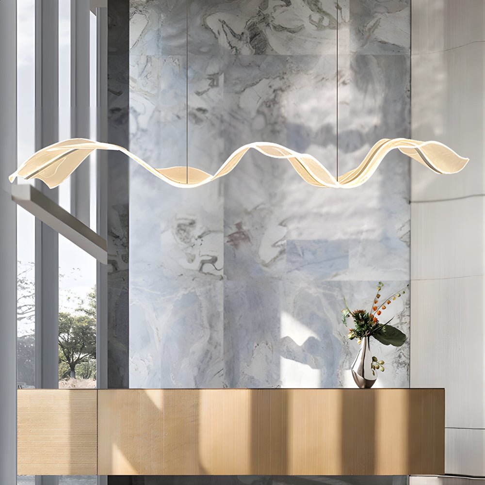CRESCENT LUMINA ACRYLIC RIBBON CHANDELIER WITH LED ILLUMINATION"
2. "GRENADIER MODERN STREAMER LIGHTING WITH LED STRIP ACCENTS"
3. "KENSINGTON WAVE ACRYLIC HANGING LIGHT WITH INTEGRATED LED STRIPS"
4. "WINSLOW ACRYLIC RIBBON CHANDELIER WITH DYNAMIC LED LI