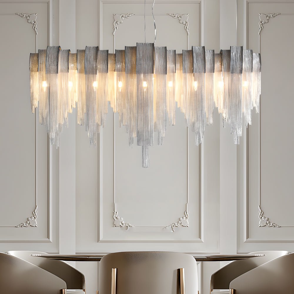FENWICK ALUMINUM TASSEL 3-TIER DIMMING CHANDELIER