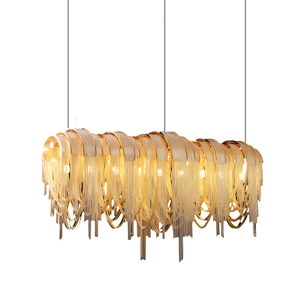 FENWICK ALUMINUM TASSEL 3-TIER DIMMING CHANDELIER