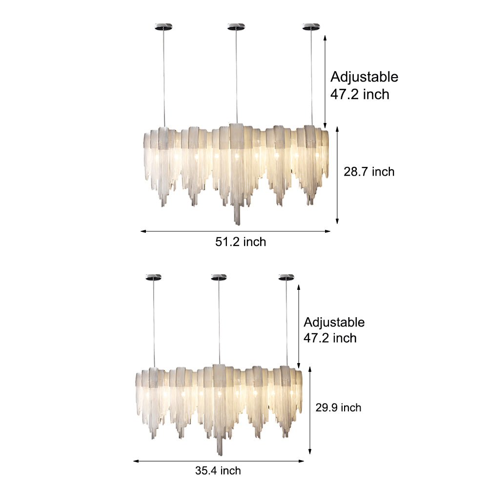FENWICK ALUMINUM TASSEL 3-TIER DIMMING CHANDELIER