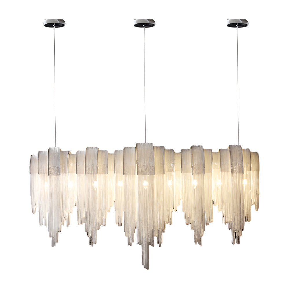 FENWICK ALUMINUM TASSEL 3-TIER DIMMING CHANDELIER