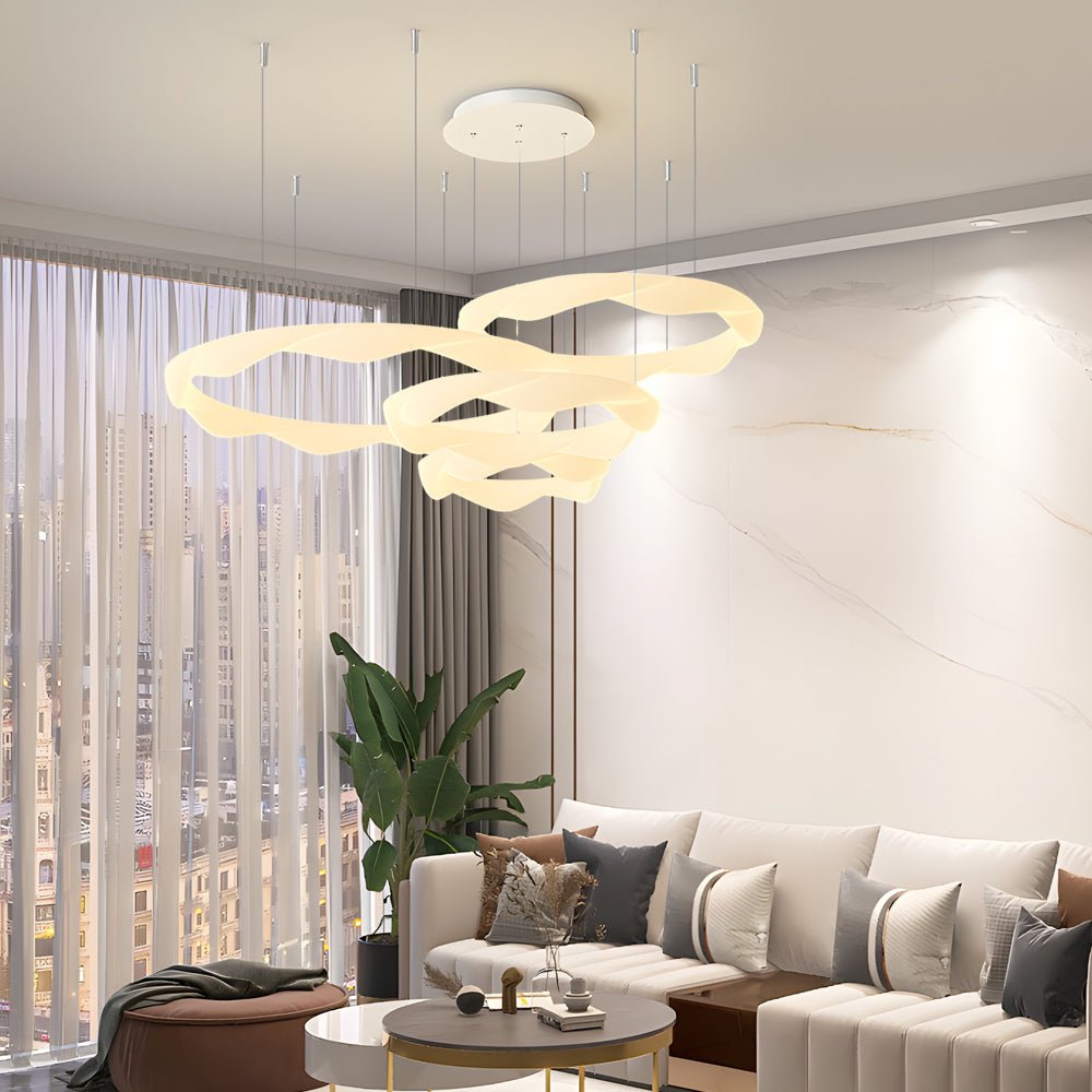 FENWICK WAVE CIRCLE LED CHANDELIER WITH THREE-TIER DIMMING