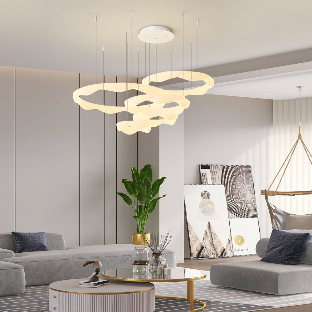 FENWICK WAVE CIRCLE LED CHANDELIER WITH THREE-TIER DIMMING