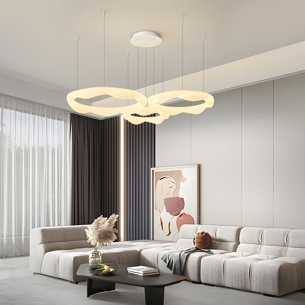 FENWICK WAVE CIRCLE LED CHANDELIER WITH THREE-TIER DIMMING