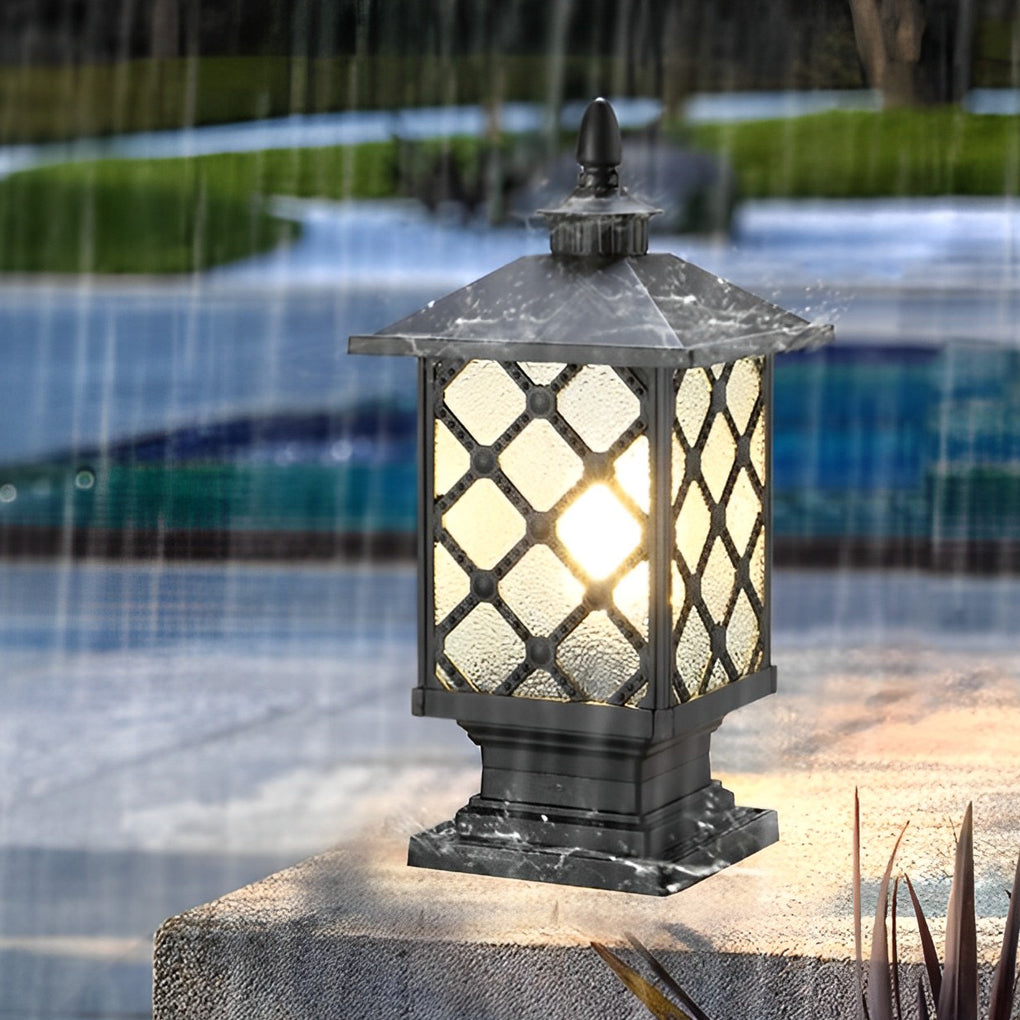 WINCHESTER VINTAGE IRON POST LANTERN - WATER-RESISTANT OUTDOOR ILLUMINATION