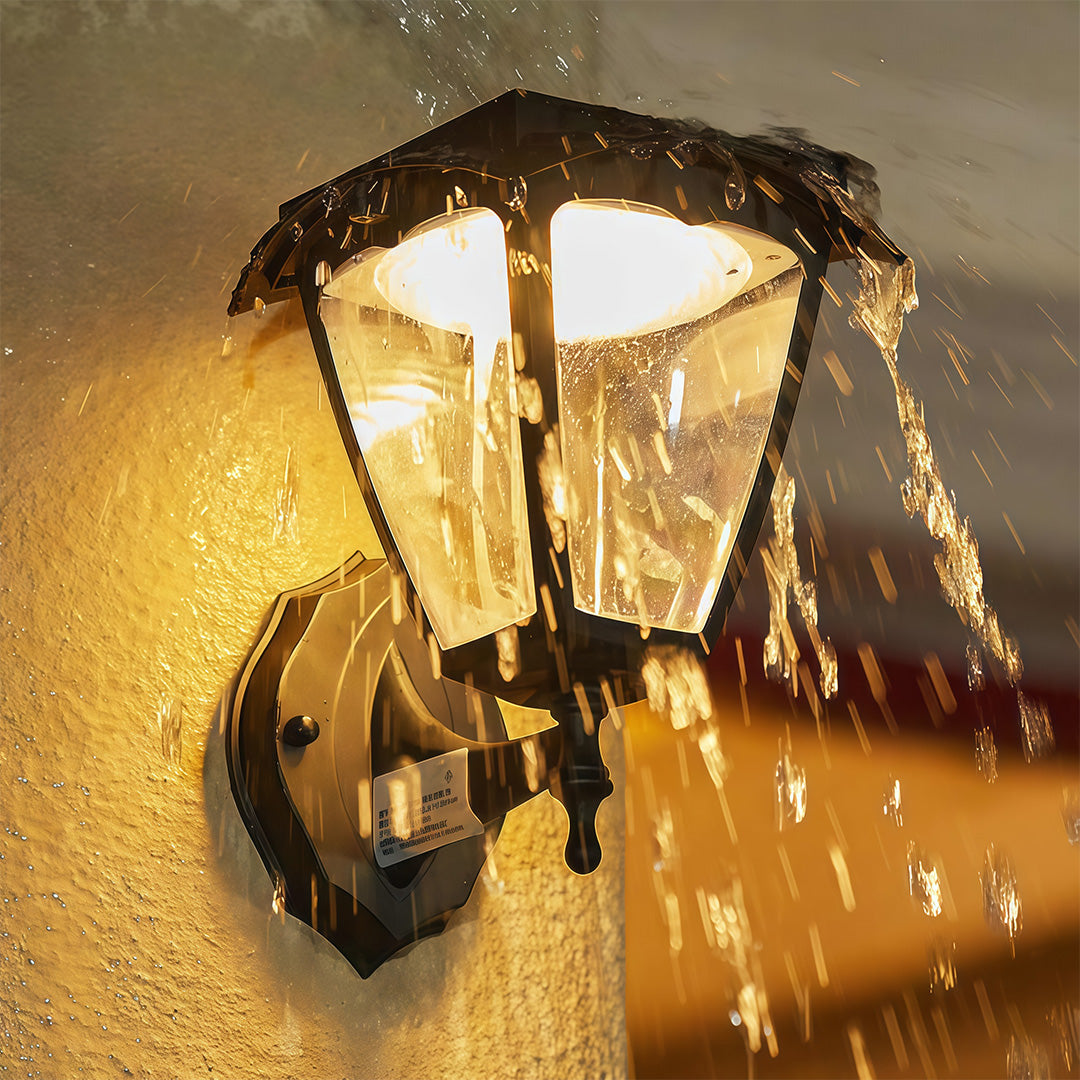 RAVENHURST BLACK SOLAR WALL LANTERN