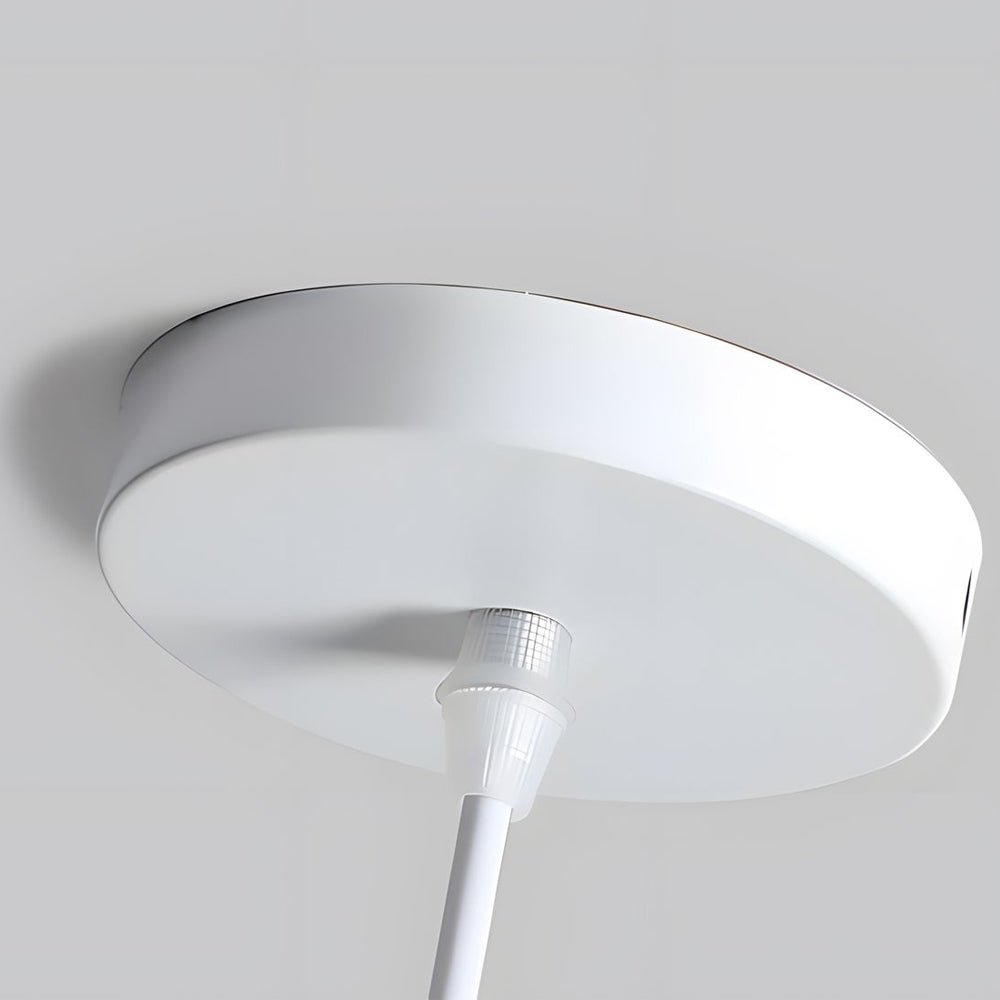 ALDERSON WHITE METAL CONE HANGING LAMP WITH TIMBER ACCENT