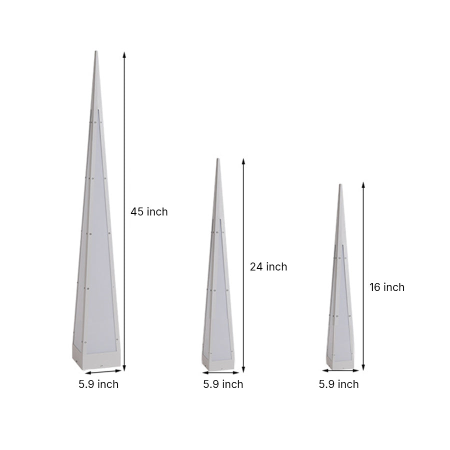 WINTHROP PYRAMIDAL STAINLESS STEEL FLOOR LAMP WITH WATER-RESISTANT DESIGN
