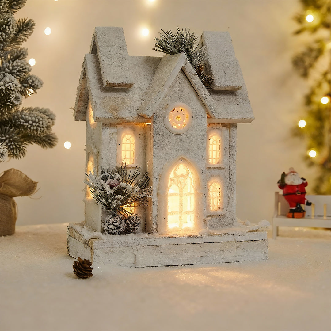 WINTERGLOW VILLAGE LUMINAIRE WITH SNOWY SCENE