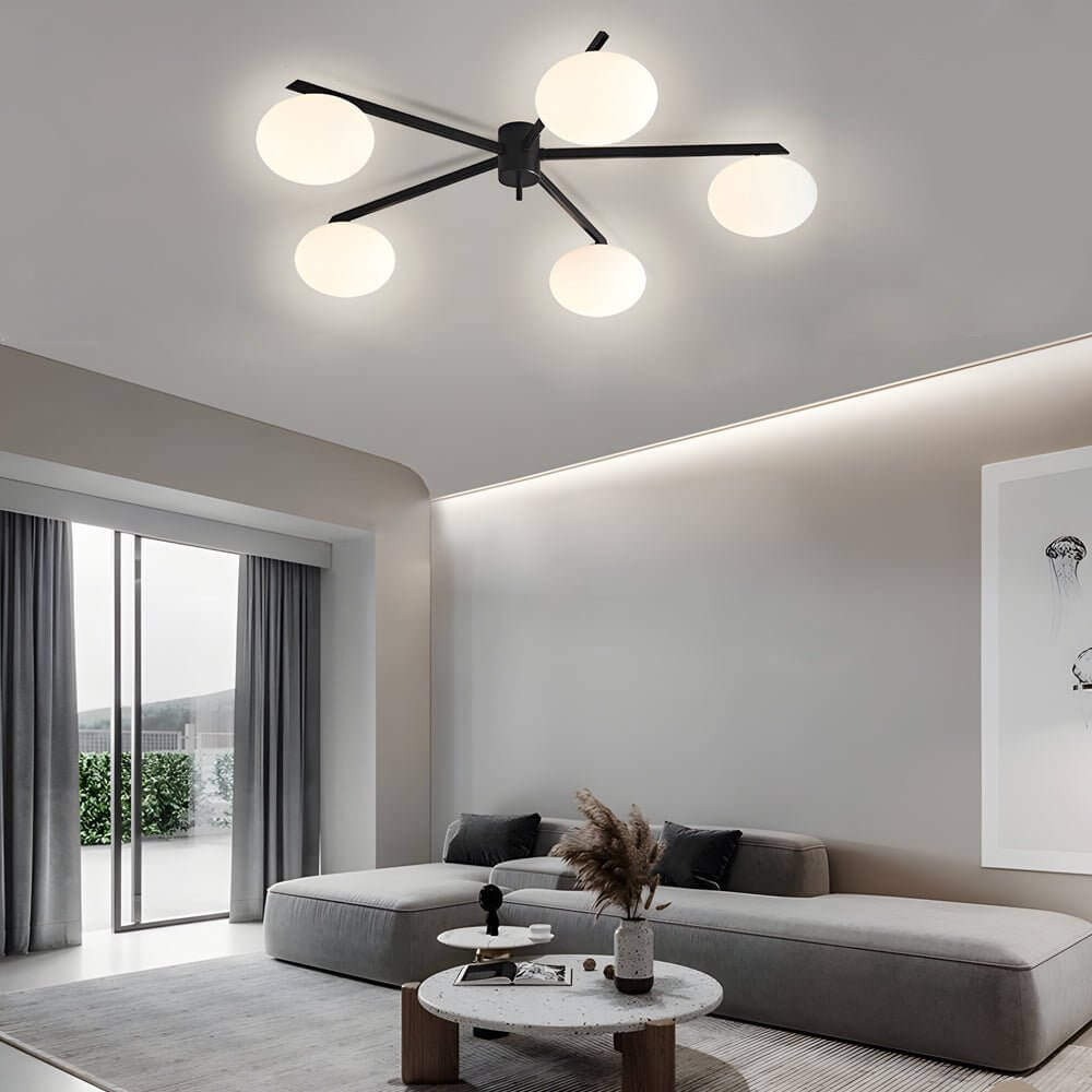 WINDSOR BUBBLE GLASS SEMI-FLUSH CEILING LANTERN