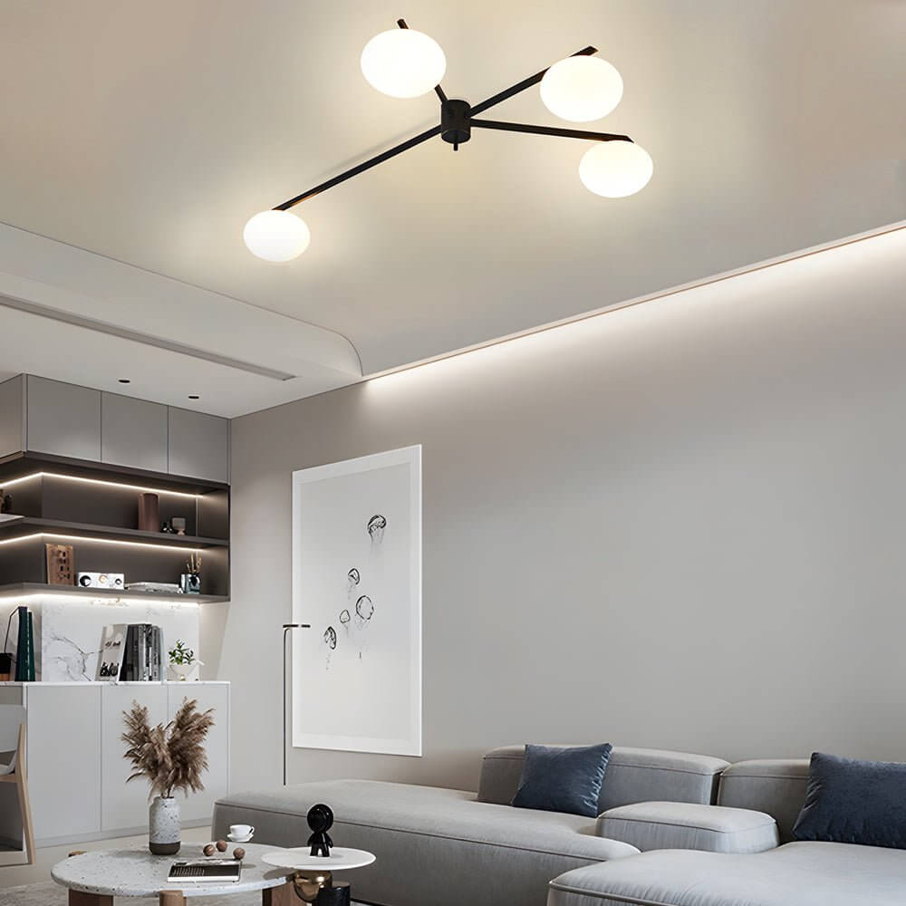 WINDSOR BUBBLE GLASS SEMI-FLUSH CEILING LANTERN