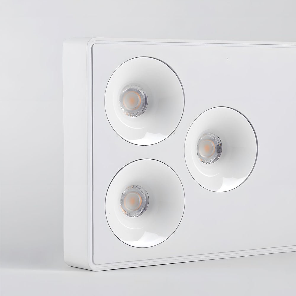 WINDSOR WHITE RECTILINEAR SIX-BULB FLUSH MOUNT SPOTLIGHT