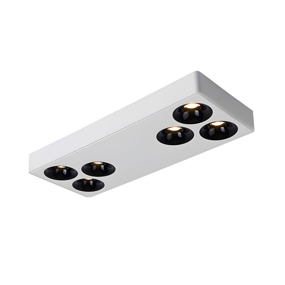 WINDSOR WHITE RECTILINEAR SIX-BULB FLUSH MOUNT SPOTLIGHT