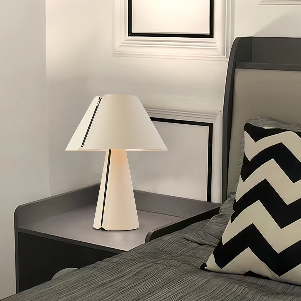 WINDSOR WHITE PLEATED TABLE LAMP, MODERN BEDSIDER WITH CHIC SHADE