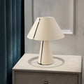 WINDSOR WHITE PLEATED TABLE LAMP, MODERN BEDSIDER WITH CHIC SHADE