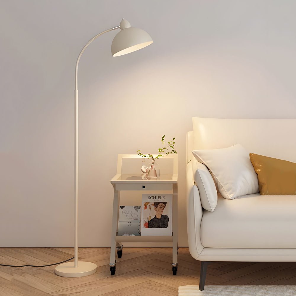 WINTERBOURNE WHITE ARC FLOOR LIGHT WITH DOME SHADE